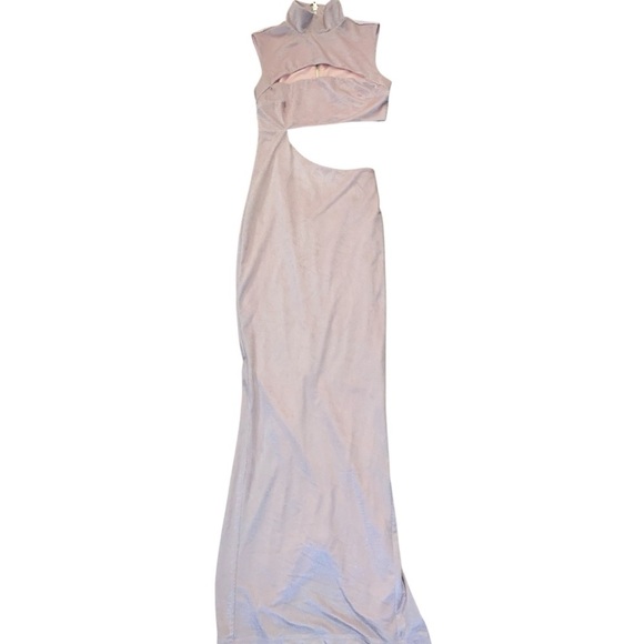 Michael Costello x REVOLVE Velvet Chevron Blush Pink CutOut Maxi Dress XXS - Picture 2 of 13